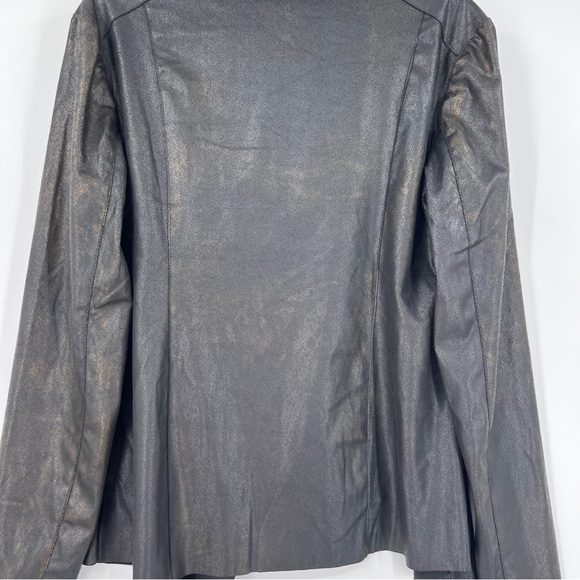 Kingston Grey Faux Leather Draped Jacket in  Metallic Black Size Large NWT - Picture 11 of 11
